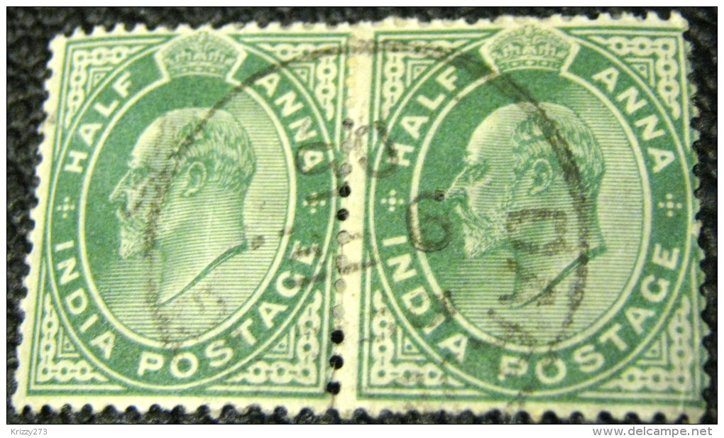 India 1902 King Edward VII 0.5a X2 - Used - 1902-11  Edward VII