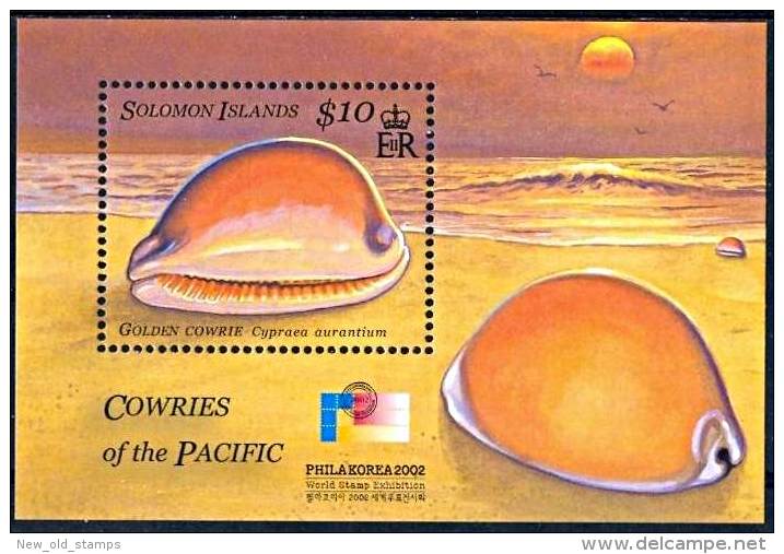 Solomon Islands 2002 Cowrie Shells S/S MNH Phila Korea STAMP SHOW / MARINE LIFE - Coneshells