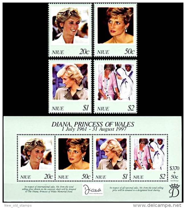 NIUE  1998  PRNCESS DIANA + S/S MNH ** Neuf Postfrish - Niue