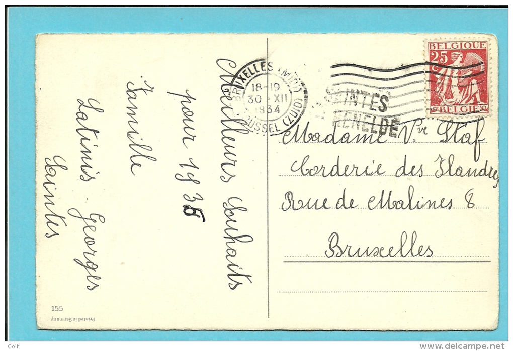 339 Op Kaart Met Stempel BRUXELLES Met Naamstempel (griffe D'origine) SAINTES-STE-RENELDE - 1932 Ceres And Mercurius