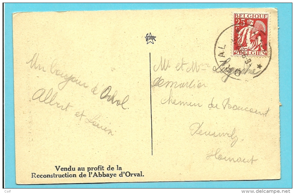 339 Op Kaart Met Sterstempel * ORVAL * (Relais) Sur CP Obl. De L´agence De L´abbaye - 1932 Ceres And Mercurius