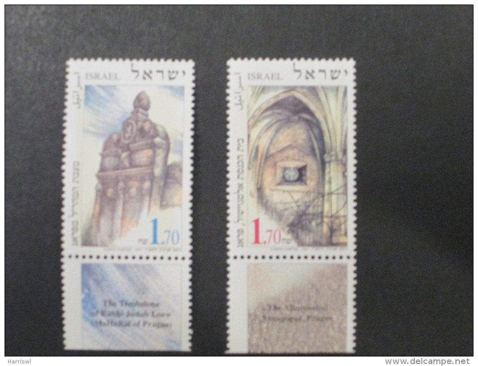 ISRAEL 1997 JOINT ISSUE WITH CZEC JEWISH MONUMENTS IN PRAGUE MINT TAB  STAMP SET - Unused Stamps (with Tabs)