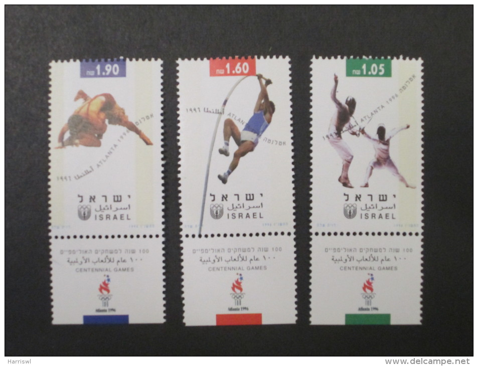 ISRAEL 1996 ATLANTA OLYMPIC GAMES MINT TAB  STAMPS - Ongebruikt (met Tabs)