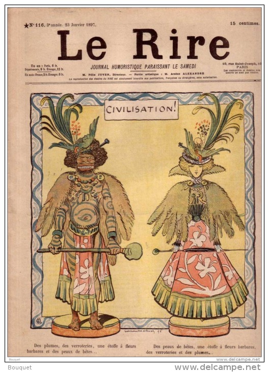 REVUE LE RIRE - JANVIER 1897 -  N° 116 - CIVILISA TION - ILLUSTREE PAR METIVET , HUAR - Revistas - Antes 1900