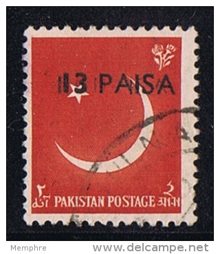 1961  Variety - Error  13 Paisa  On 1a  Pair,  Double Overprint    SG 127 Used - Pakistan