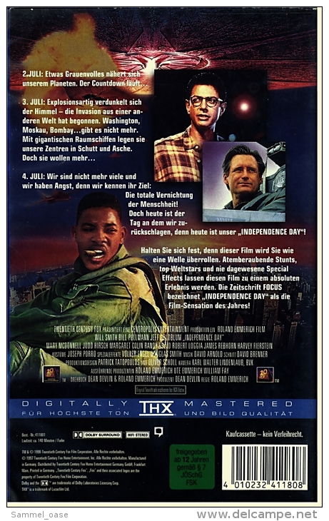 VHS Video  ,  INDEPENDENCE  DAY ,  Mit :  	Will Schith , Goldblum Jeff   -  Von 1997 - Classici