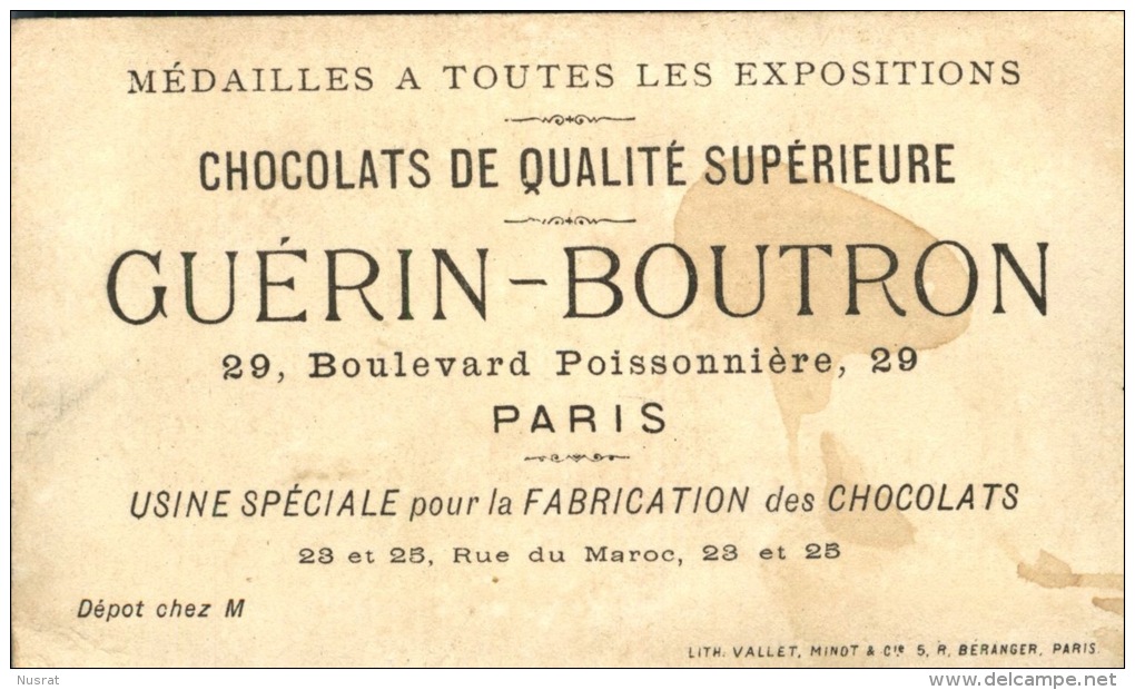 Chocolat Guérin Boutron, Jolie Chromo Lith. Vallet Minot, La Promenade Des Nouveaux-nés - Guerin Boutron