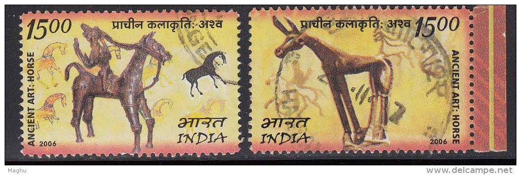 India Used 2006, Set Of 2. Joint Issue, Mongolia, Art &amp; Craft, Horse - Gebruikt