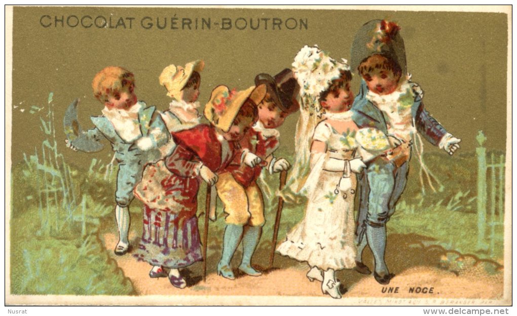 Chocolat Guérin Boutron, Jolie Chromo Lith. Vallet Minot, Une Noce - Guérin-Boutron