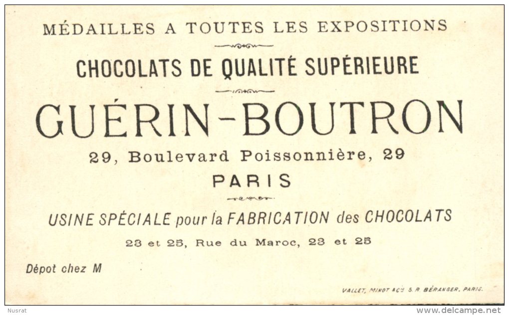 Chocolat Guérin Boutron, Jolie Chromo Lith. Vallet Minot, Une Noce - Guérin-Boutron