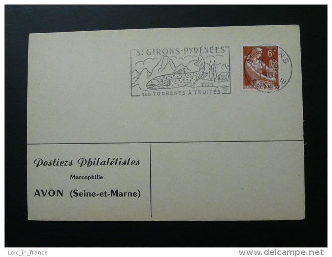 Flamme Sur Lettre Postmark On Cover Truite Trout Pêche Fishing St-Girons Ariège 1958 - Fische
