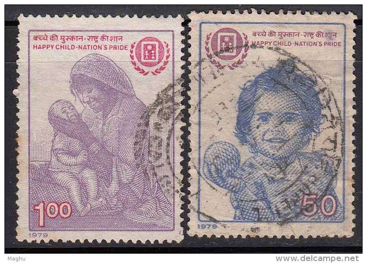 India, Set Of 2 Charity Issue, 1979, International Year Of Child, Cinderella, Health - Liefdadigheid Zegels