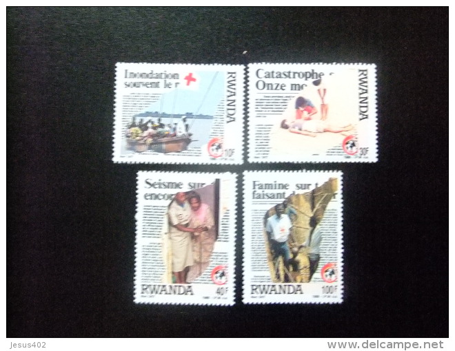 RWANDA  - REPUBLIQUE RWANDAISE  1988  - 125º ANNIV. CROIX ROUGE Yvert Nº 1272 / 1275 ** MNH - Neufs