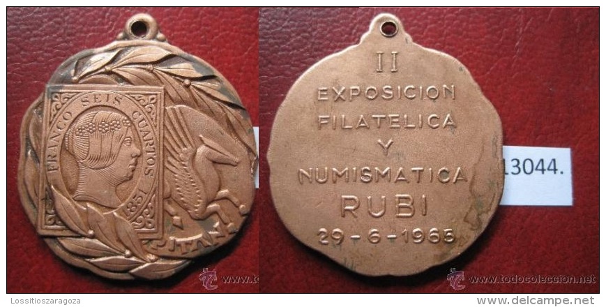 Medalla España, Exposicion Filatelica Y Numismatica Rubi, Barcelona 1965 , Token, Jeton - Professionali/Di Società