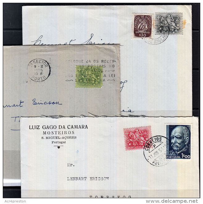 C0236 PORTUGAL, 3 @ 1950s Covers - Covers & Documents