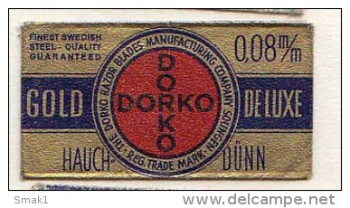 RAZOR BLADE RASIERKLINGE GOLD DORKO  DE LUXE 0,08 M/m  Nicht Ohne Rasierer Gefüllt - Razor Blades