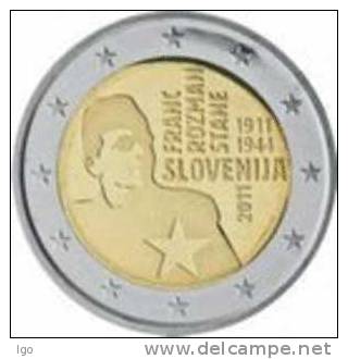 2 EURO 2011 * Franc Rozman * National Hero * UNC - Slovenia