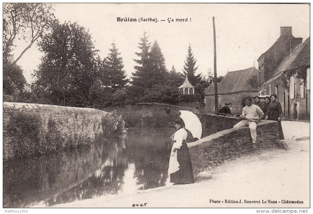 CPA BRULON - "Ca Mord!", Un Pêcheur (308th Engineers, A30) - Brulon