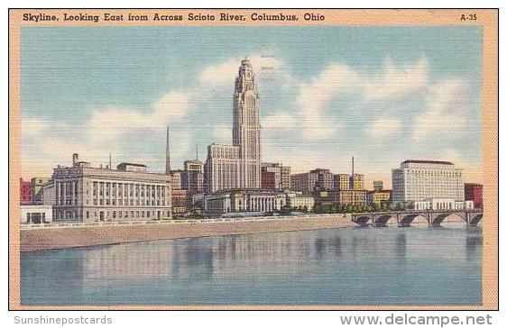 Ohio Columbus Skyline Looking East From Across Scioto River - Columbus