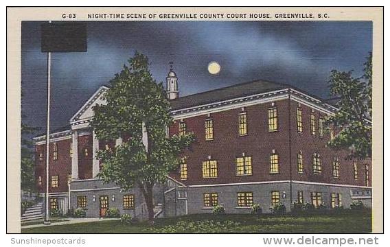 South Carolina Greenville Night Time Scene Of Greenville County Court House - Greenville