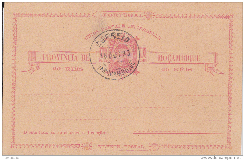 1893 - PORTUGAL (MOZAMBIQUE) - CARTE ENTIER POSTAL OBLITEREE NON VOYAGEE - Mosambik