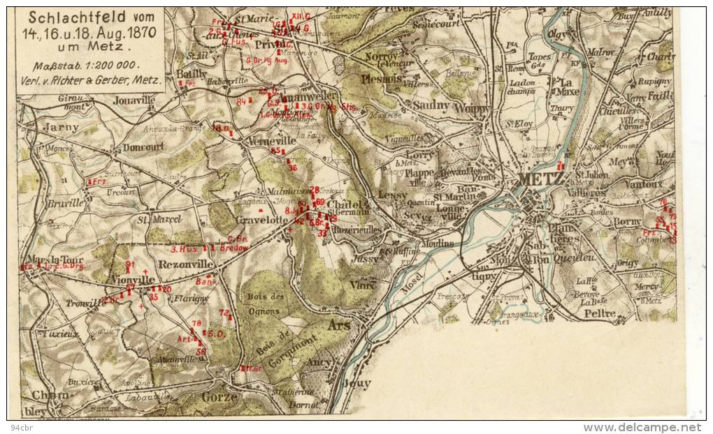 CPA (57)    SCHLACHTFELD Vom 14.16.18.aug 1870 Um METZ (carte Geographique) - Metz