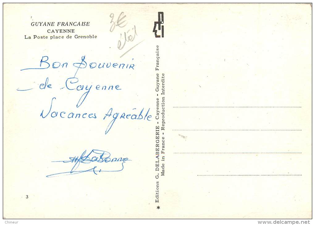 GUYANE CAYENNE LA POSTE PLACE DE GRENOBLE - Cayenne