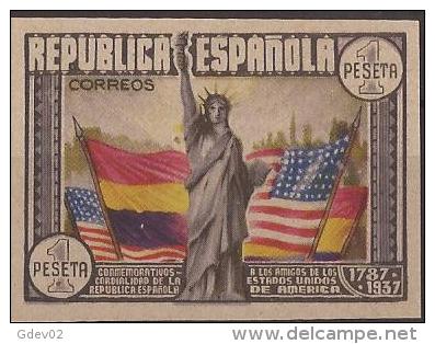 ES763s-L3934TAO.Spain.Es Pagne. ANIVERSARIO. CONSTITUCION USA Banderas.1938 (Ed 763s**)sin Charnela.LUJO . 	  Tradu - Otros & Sin Clasificación