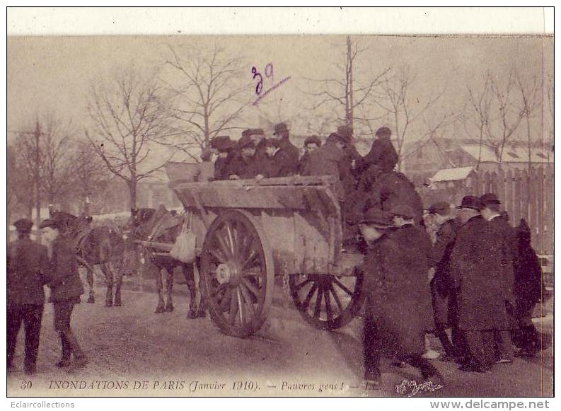 Paris   Inondations De 1910   Pauvres Gens   Attelage Cheval - Paris Flood, 1910