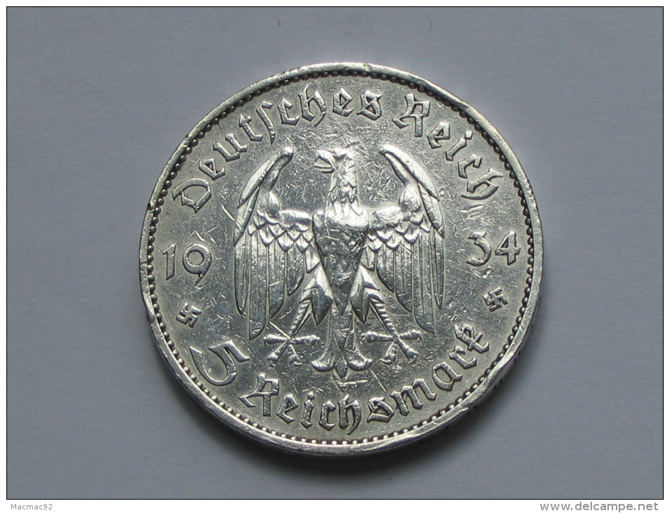 5 Reichsmark 1934 E - Allemagne - Germany - Third Reich - 5 Reichsmark