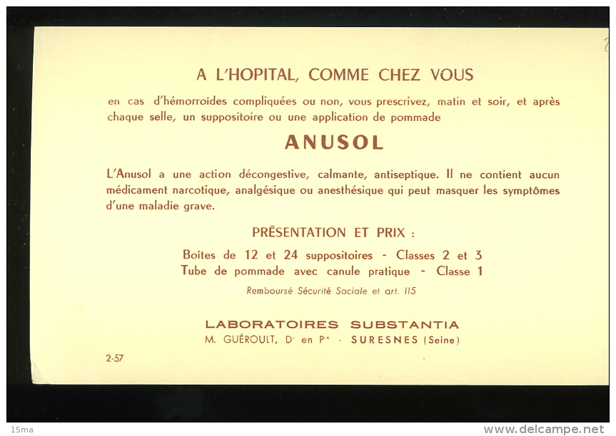 Paris Hopital De La Beaujon Hotel Dieu CHILRAL Carte Publicitaire Dos Non CPA Laboratoires Substantia - Gesundheit, Krankenhäuser