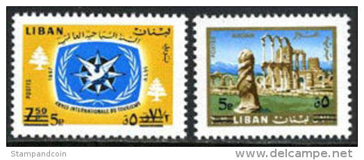 Lebanon #460-61 Mint Never Hinged Surcharged Set From 1972 - Lebanon