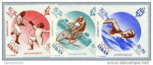 Lebanon CB12-14 Mint Never Hinged Olympic Airmail Semi-Postal Set From 1961 - Lebanon