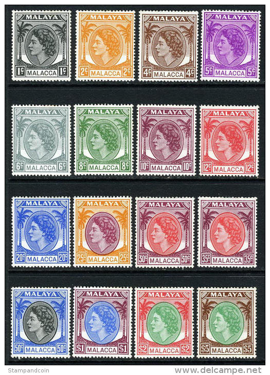 Malacca #29-44 Mint Hinged QEII Set From 1954-55 - Malacca