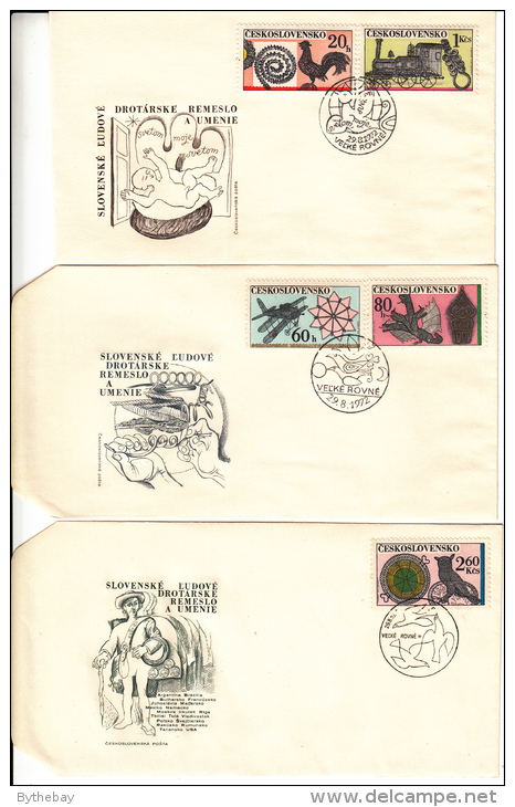 Czechoslovakia Set Of 3 FDCs Scott #1826-#1830 Set Of 5 Ornamental Wirework - FDC