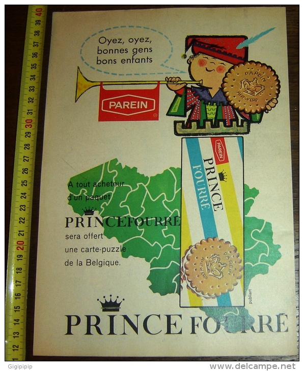 PUB PUBLICITE PAREIN  PUBLIART PRINCE FOURRE CARTE PUZZLE OFFERT ANTWERP ! TRES BEAU ! - Collections