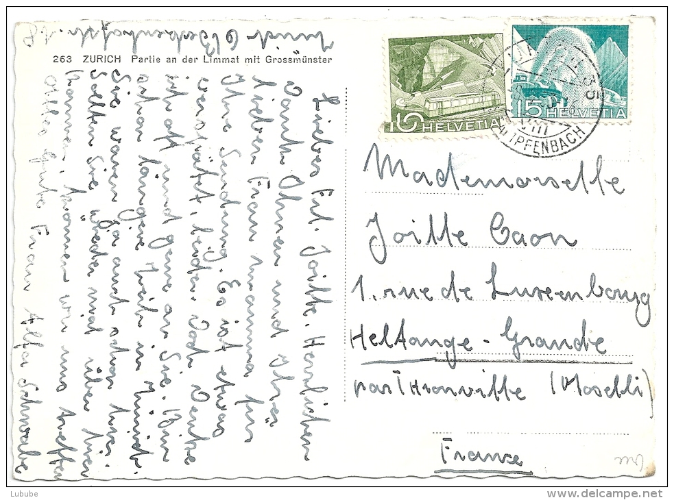 AK  Zürich - Frankreich  (Rollenschnittstelle)             1953 - Coil Stamps