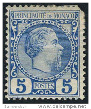 Monaco #3 Mint Hinged 5c Prince Charles III From 1885 - Neufs