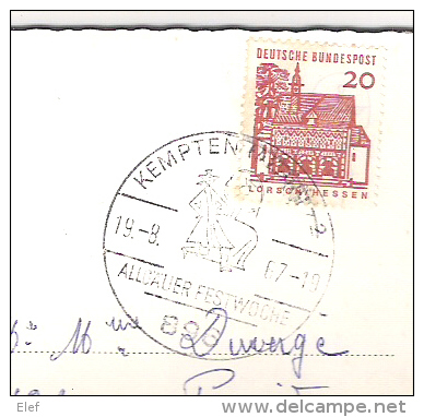 KEMPTEN ALLGÄU, Bayern: Mehrseite;Hofgarten Orangerie,Rathaus,Zumstein-Haus, St. Lorenz Kirche; Cachet Festwoche, 1967, - Kempten