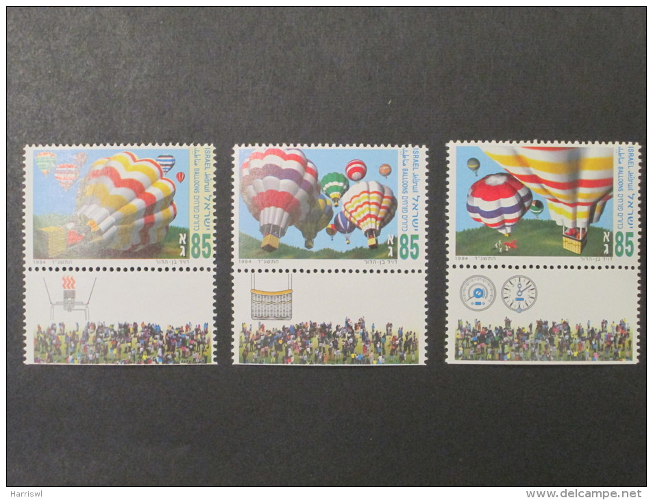 ISRAEL 1994 HOT AIR BALLONS MINT TAB  STAMP SET - Ongebruikt (met Tabs)