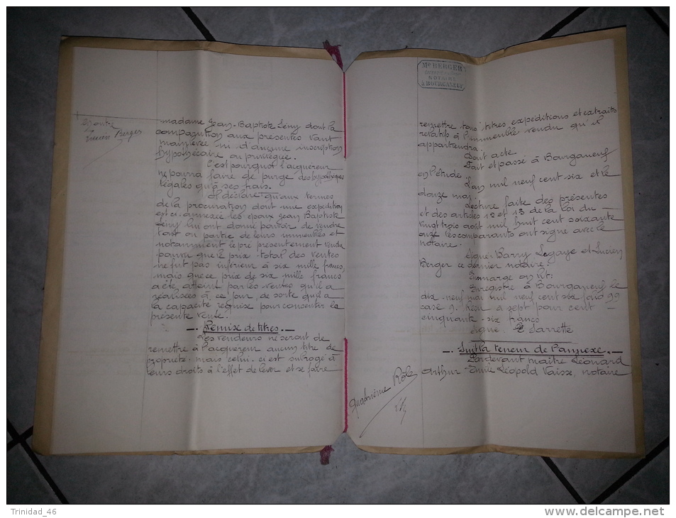 MORTEROLLES ST GILLES 23 ET BRIGNAIS 69 ( Vieux Parchemin De 1906 ) FAMILLE LAGAYE SENY LENOIR - Manuscrits