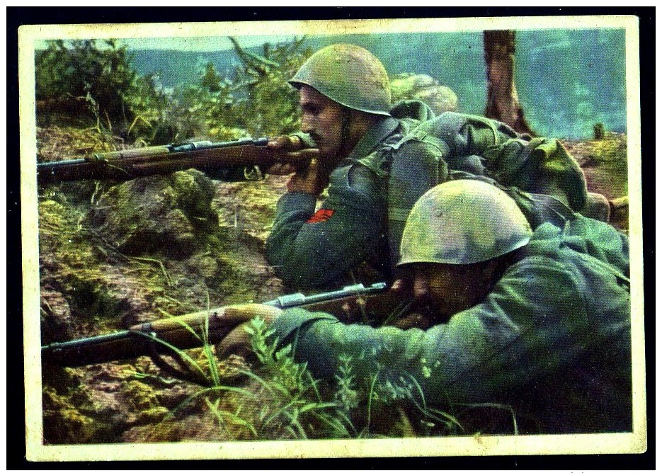 CARTOLINA POSTALE PER LE FORZE ARMATE1940 - 41 - FRANCHIGIA - PROPAGANDA - DUE FANTI ALLA MIRA - NUOVA - Posta Militare (PM)