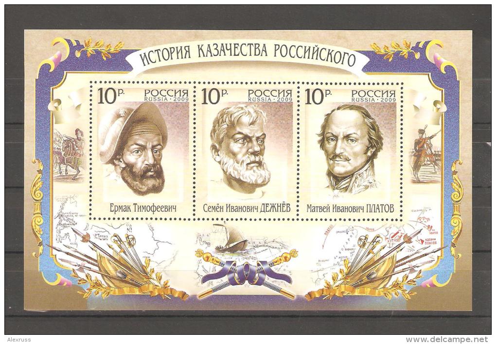 Russia 2009 S/S, Russian Cossacks Commanders, Atomans, Scott 7165, VF MNH** - Unused Stamps