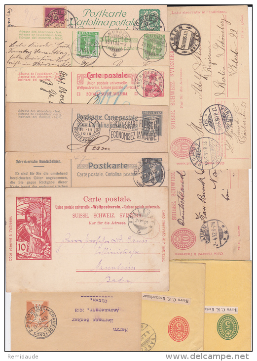 SUISSE - 11 ENTIERS POSTAUX Dont 1 CARTE De SERVICE CHEMINS DE FER + 3 BANDES JOURNAUX - Stamped Stationery