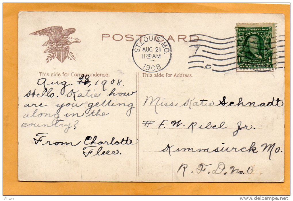 Bismarck ND 1908 Postcard - Bismark