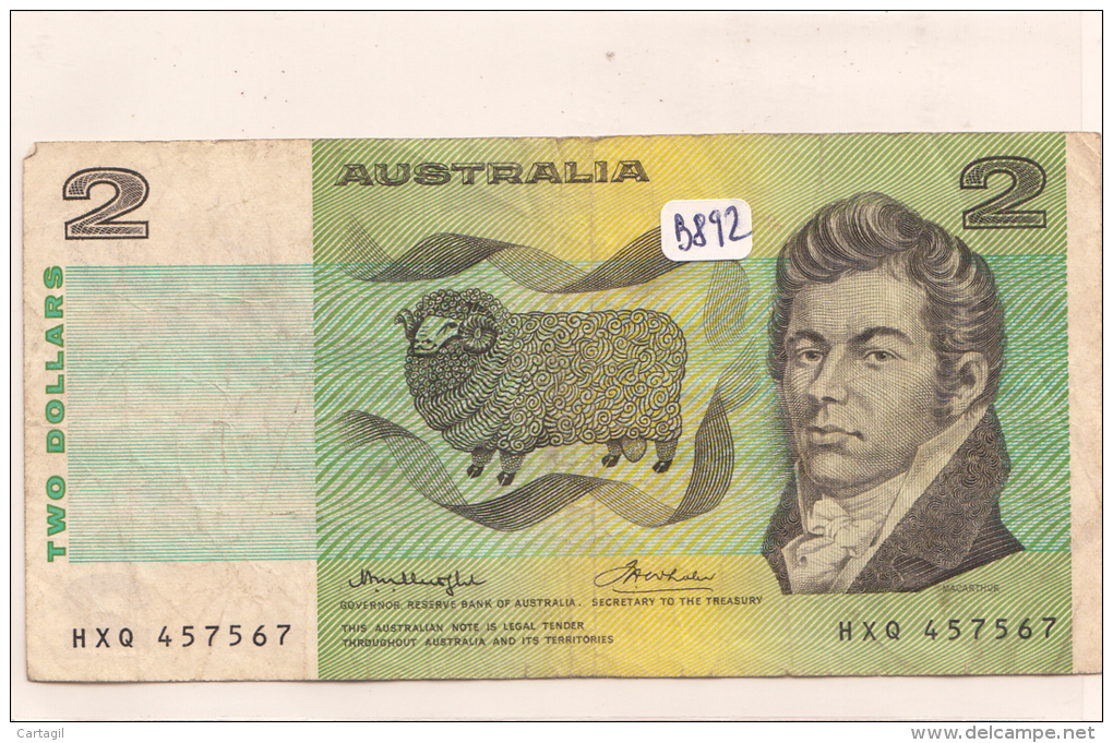 Billets - B892 - Australie    - Billet 2 Dollars ( Type, Nature, Valeur, état... Voir 2scans) - Altri & Non Classificati