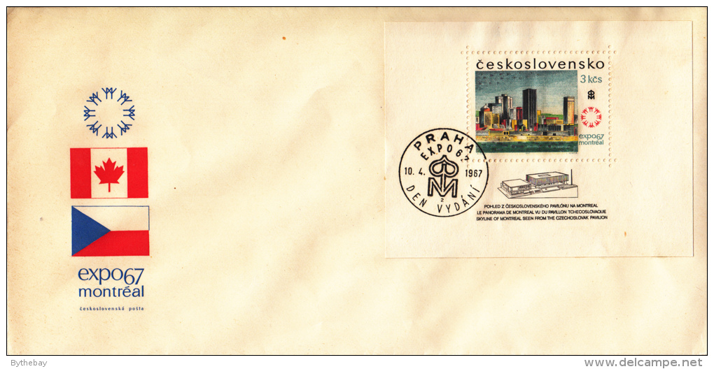 Czechoslovakia FDC Scott #1466 Souvenir Sheet 3k Montreal City Skyline And EXPO '67 Emblem - FDC