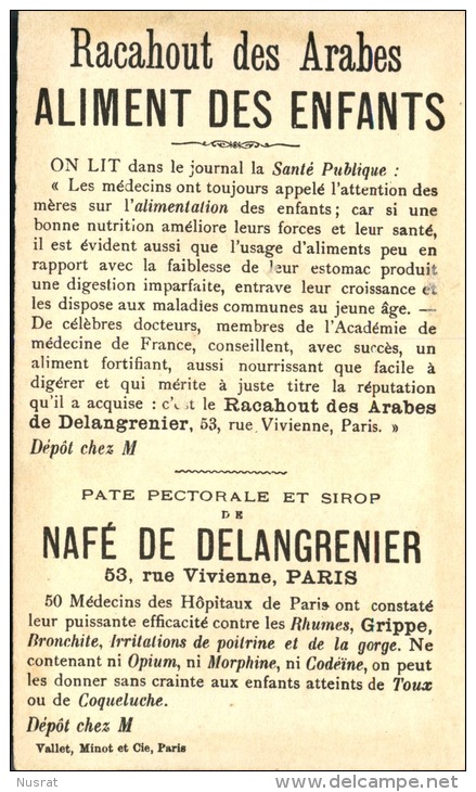Paris, Pâte & Sirop De Nafé, Racahout De Delangrenier, Chromo Lith. Vallet Minot Portrait Encadré Violoniste VM1-8 - Thé & Café