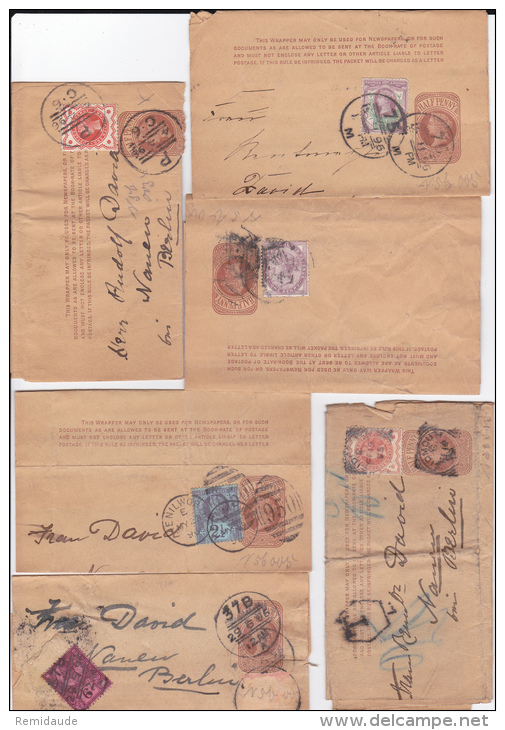 GB - 1896/1924 - 8 BANDES JOURNAUX ENTIER POSTAL DIFFERENTS Dont UNE TAXEE + UNE Avec REPIQUAGE "DAILY MAIL" - Material Postal