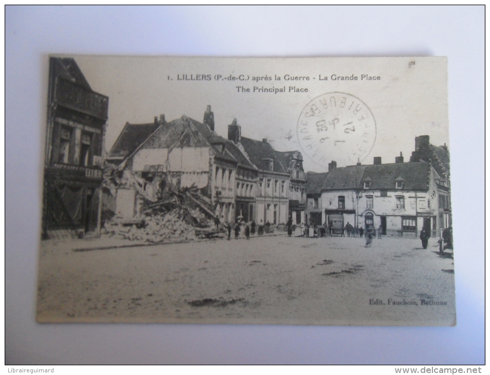 2qgh - CPA N°1 - LILLERS - Bassin La Grande Place - Après La Guerre - [62]Pas De Calais - Lillers